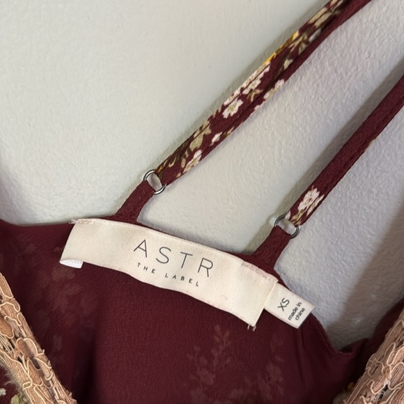 ASTR The Label Red Floral Slip Dress Size xs Lace V-Neck Grunge Whimsigoth - Picture 4 of 7